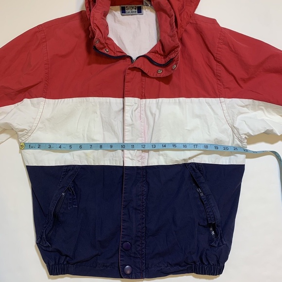 Vintage 90s Sutter & Grant Red White Blue Hoodie Windbreaker Jacket Size S/M - Picture 9 of 11